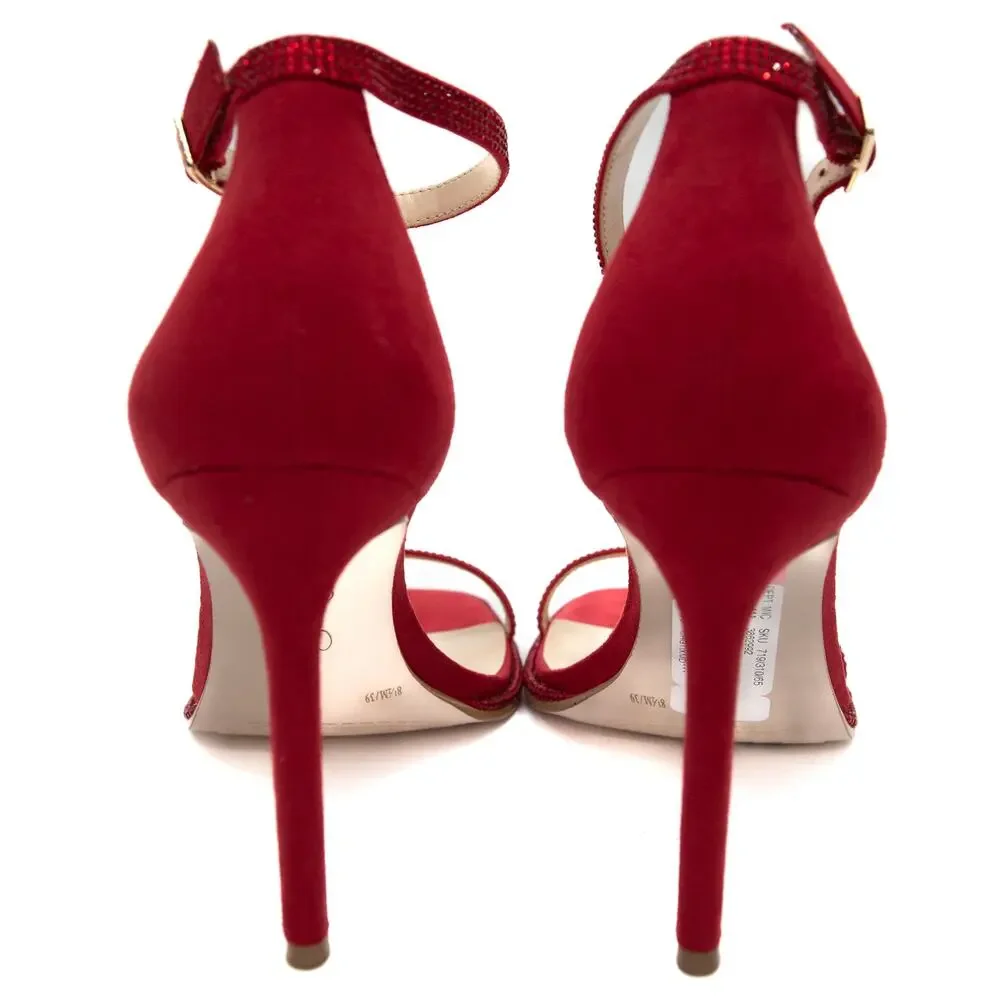 Jessica Simpson Ostey Red Ankle Strap Square Toe Cocktail Hour Heels Size 8.5